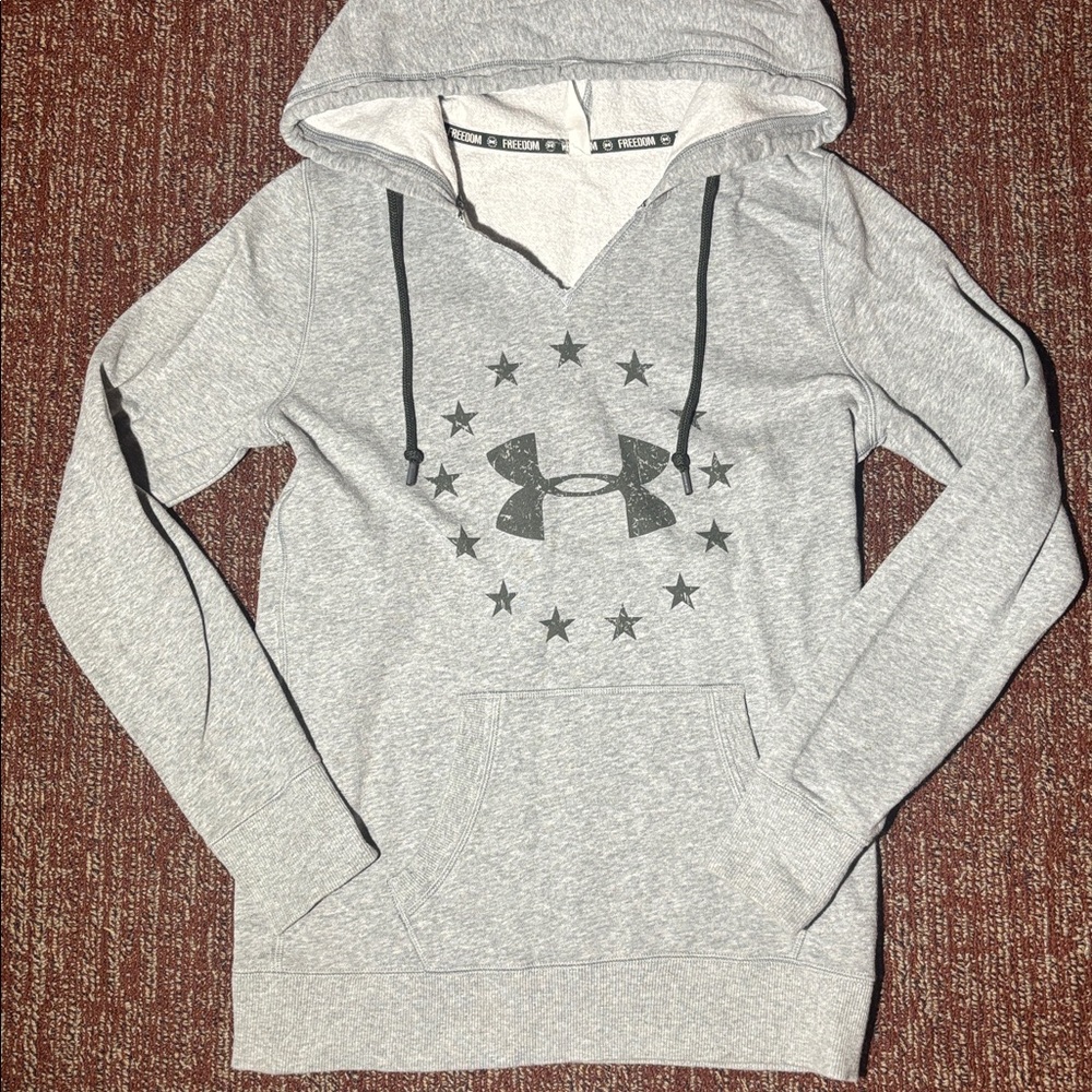 Underarmour gray hoodie freedom sweatshirt casual Athleisure slim fit athletic